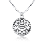 Circle  Carved Shaped Silver Necklace SPE-3528
